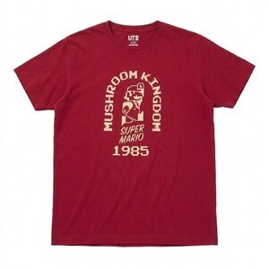 Uniqlo UT Nintendo Super Mario 1985 T-Shirt XL Maroon Mushroom Kingdom Pixel Art